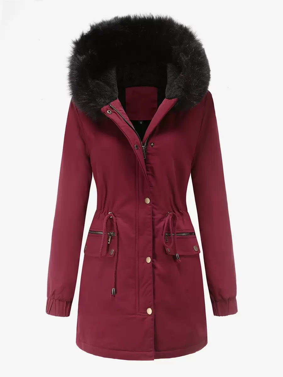 Casual High Collar Pockets Long Sleeve Natural Waist Jacket Outerwear