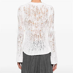 Casual Hollow Pullover Elastic knitted slim fit long sleeved Knitwear Sweaters