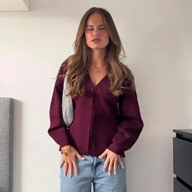 Casual Knitted Mini Skirt Long Sleeve Sweater 2 Pieces Suits