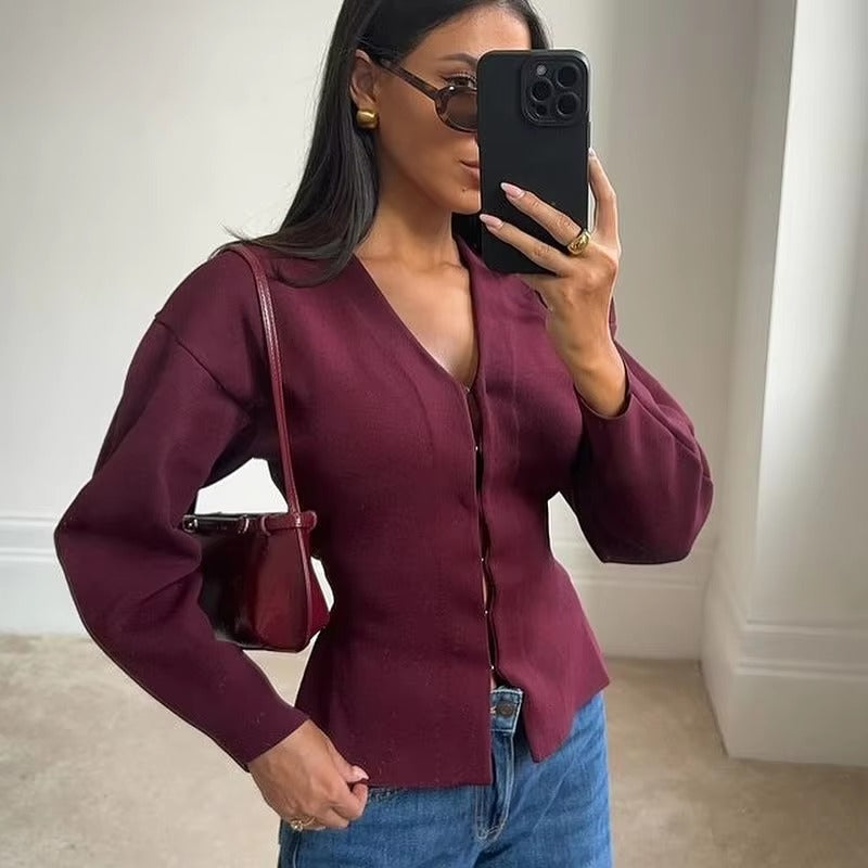 Casual Knitted Mini Skirt Long Sleeve Sweater 2 Pieces Suits