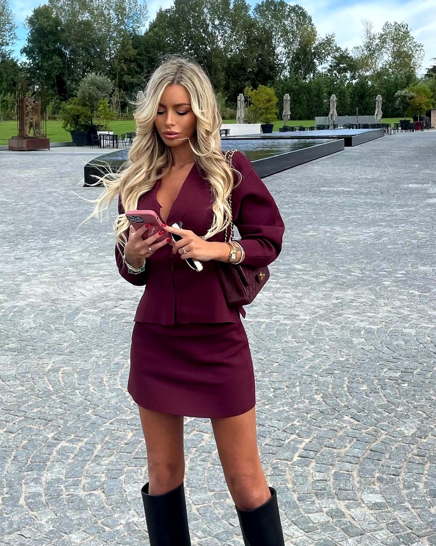 Casual Knitted Mini Skirt Long Sleeve Sweater 2 Pieces Suits