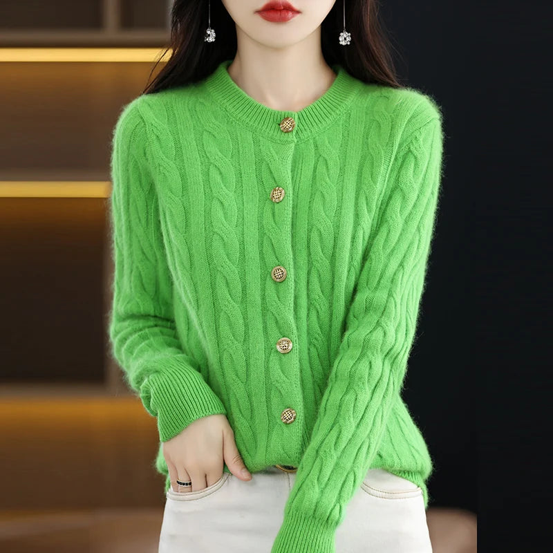 Casual Knitted O-Neck Long Sleeve Loose fitting Pullover Mink Cashmere Sweater