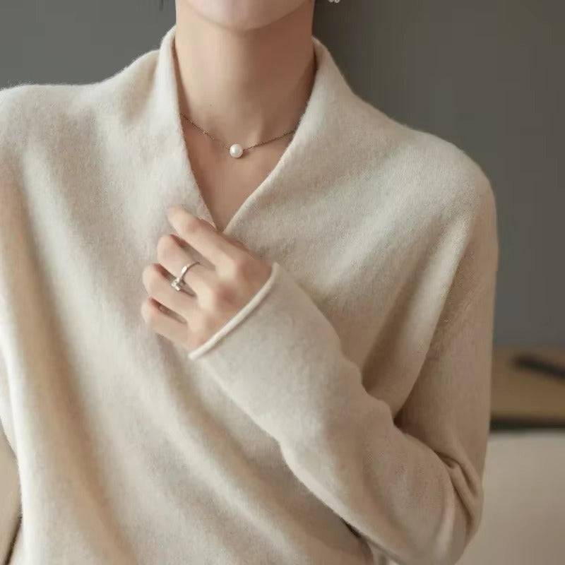 Casual Knitted Pullover V-Neck Cashmere Loose Sweater