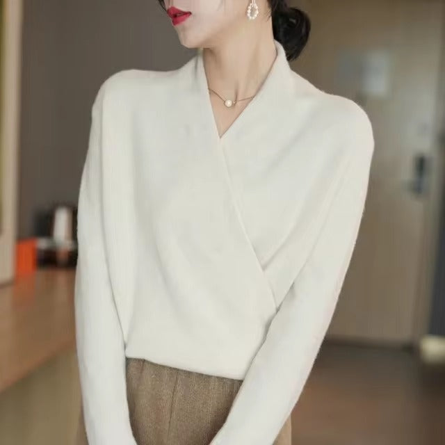 Casual Knitted Pullover V-Neck Cashmere Loose Sweater