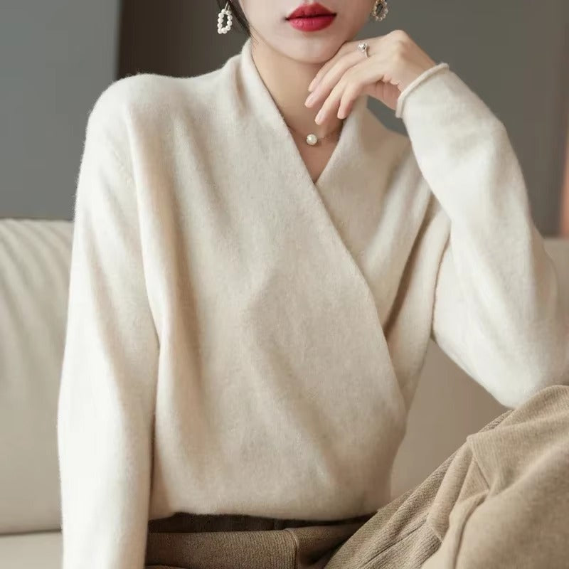 Casual Knitted Pullover V-Neck Cashmere Loose Sweater