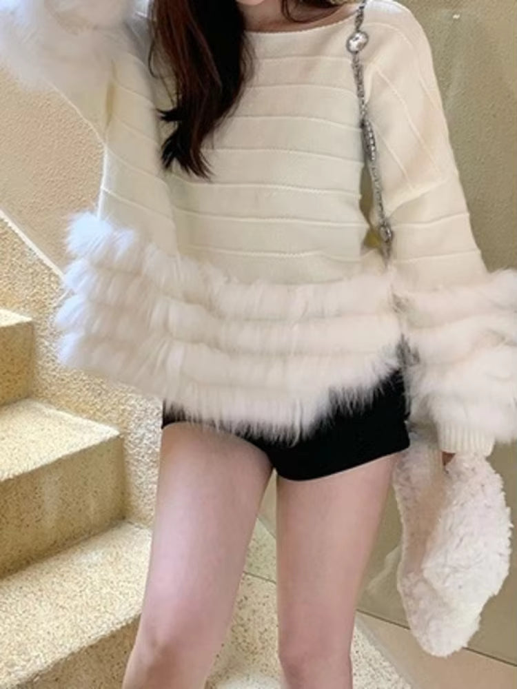 Casual Knitting O-Neck Pullover Loose Sweaters