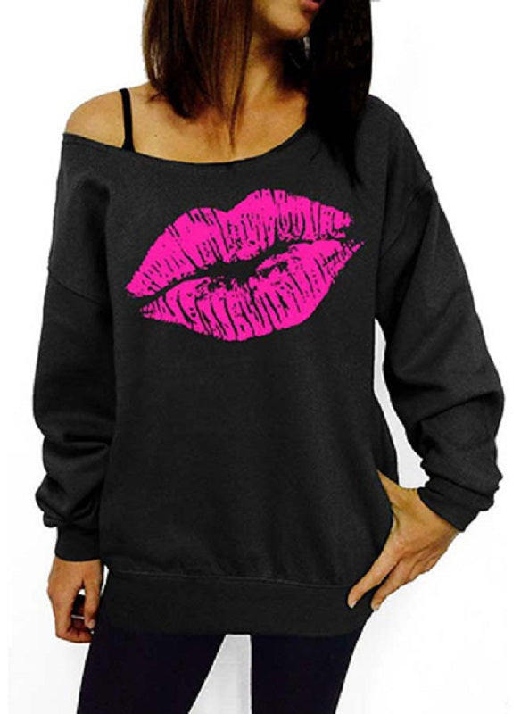 Casual Lipstick Logo Long Sleeved Sweatshirt