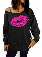 Casual Lipstick Logo Long Sleeved Sweatshirt