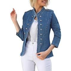 Casual Long-Sleeve Cardigan Stand Neck Single Breasted Jacket
