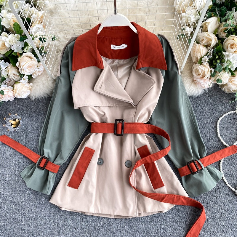 Casual Long Sleeve Double Breasted Street Wear Short Coat Outwear