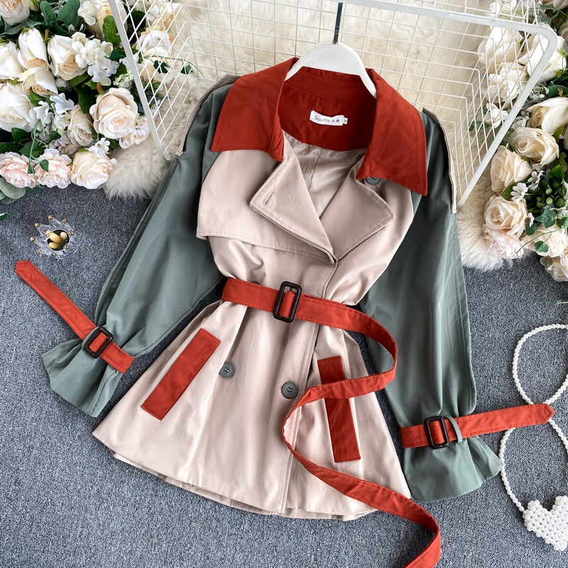 Casual Long Sleeve Double Breasted Street Wear Short Coat Outwear