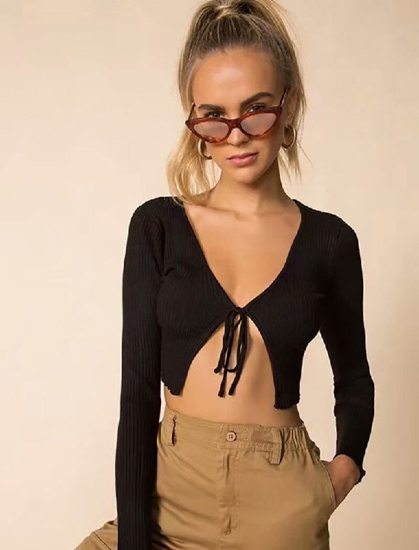 Casual Long Sleeve Knitted V Neck Cardigan Sweater