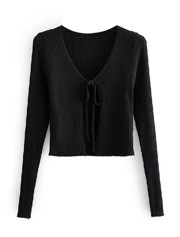 Casual Long Sleeve Knitted V Neck Cardigan Sweater