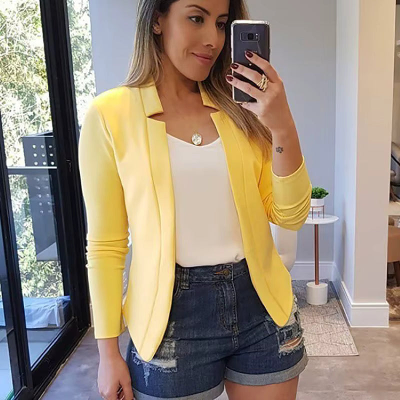 Casual Long Sleeve Open Stitch Office Style Slim Fit Blazer