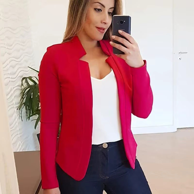 Casual Long Sleeve Open Stitch Office Style Slim Fit Blazer
