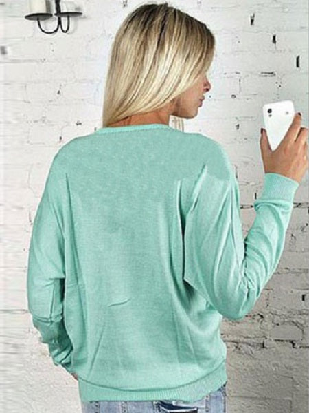 Casual Long Sleeve V-Neck Zipper Sweatshirt