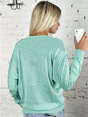 Casual Long Sleeve V-Neck Zipper Sweatshirt