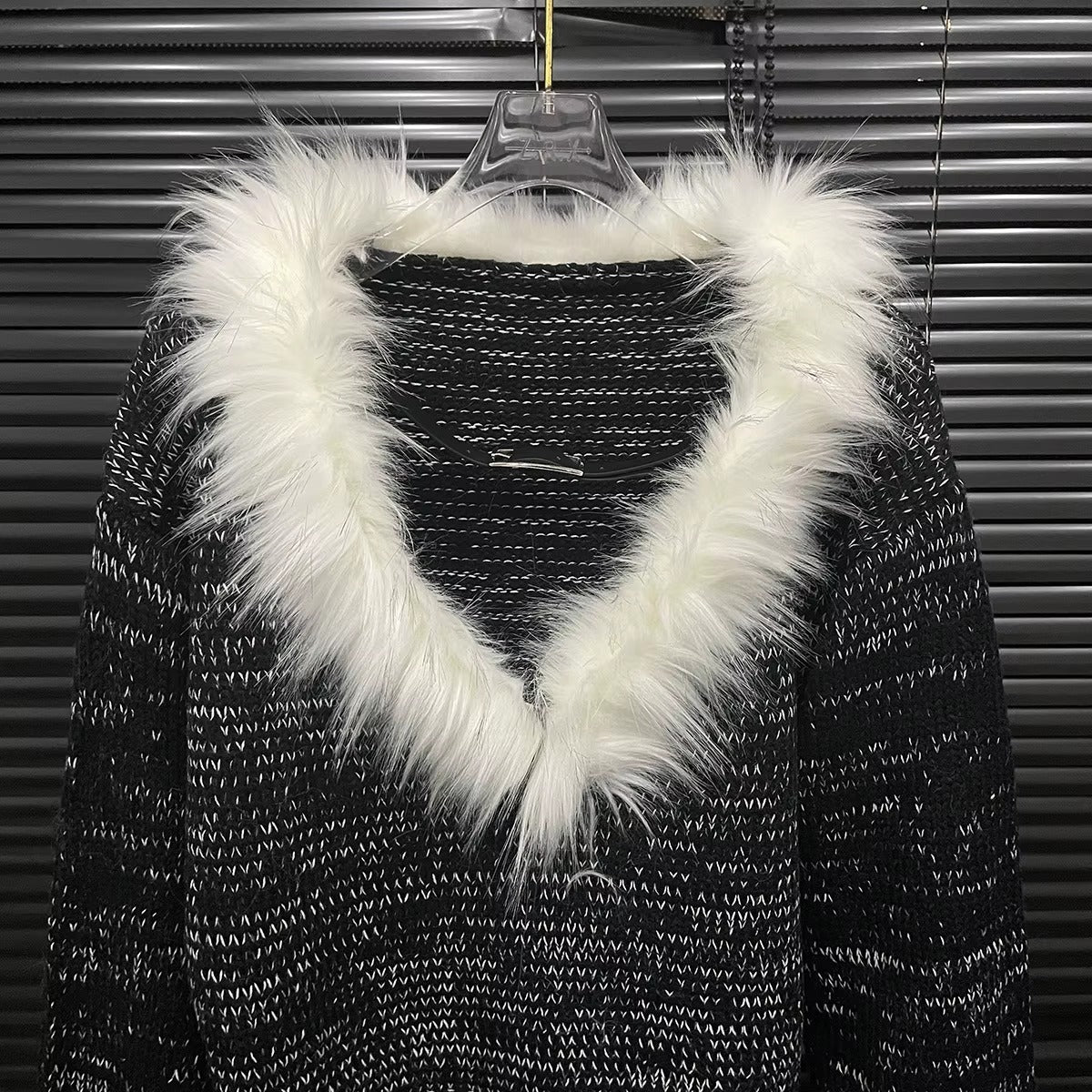Casual Long Sleeve V-neck Pullover Knit Spliced Loose Sweater