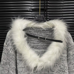 Casual Long Sleeve V-neck Pullover Knit Spliced Loose Sweater