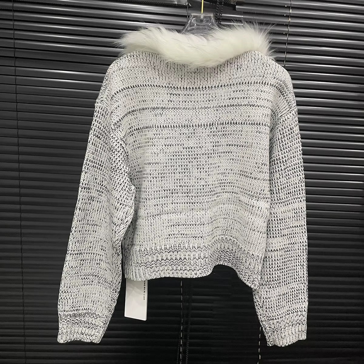 Casual Long Sleeve V-neck Pullover Knit Spliced Loose Sweater