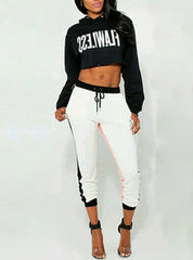 Casual Long Sleeves Flawless Logo Cropped Hoodie