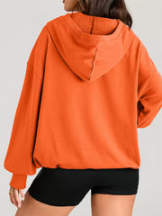 Casual Long Sleeves Zipper Polyester Hooded Sweatshirt Hoodie