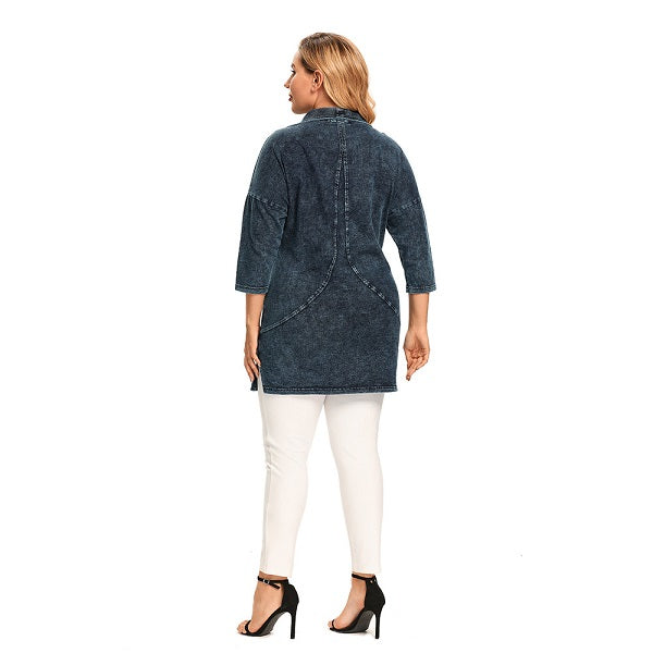 Casual Long Style Slim Stretch Knitted Denim Jacket