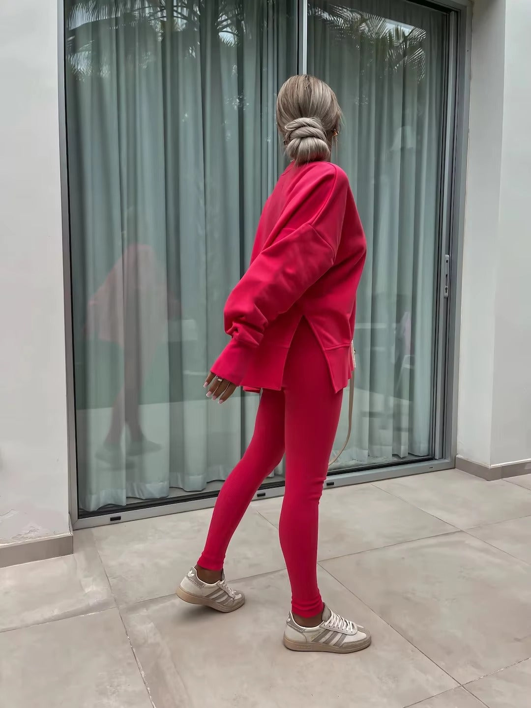 Casual Loose-Fitting Sweater Tight Pants 2 Piece Suit