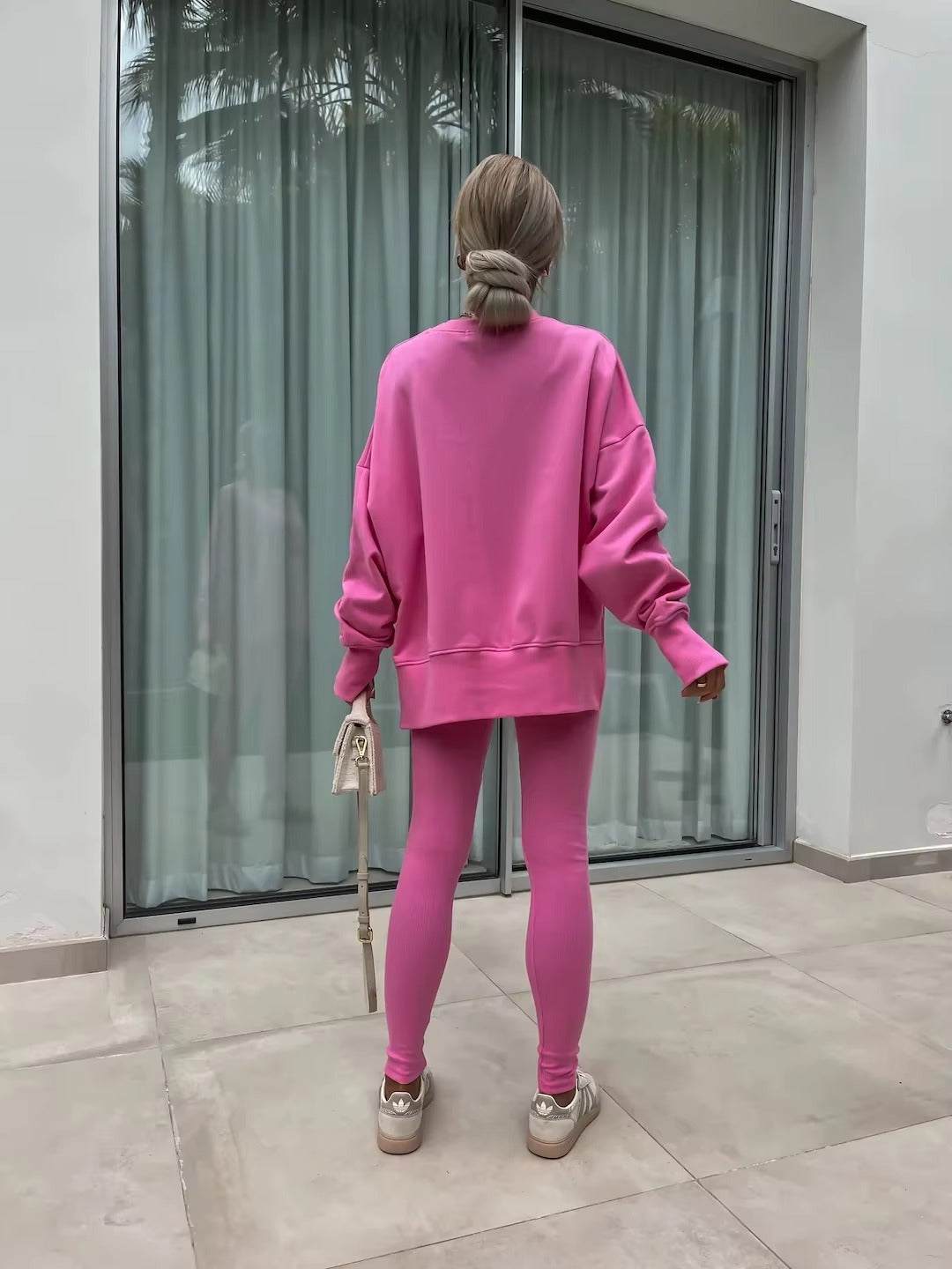 Casual Loose-Fitting Sweater Tight Pants 2 Piece Suit