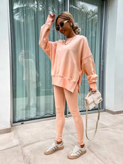 Casual Loose-Fitting Sweater Tight Pants 2 Piece Suit