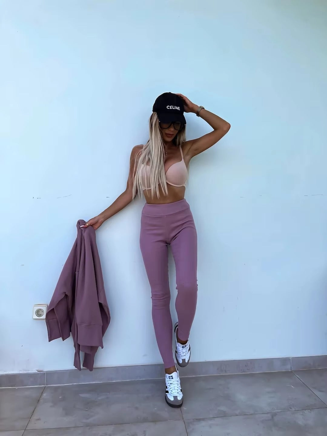 Casual Loose-Fitting Sweater Tight Pants 2 Piece Suit