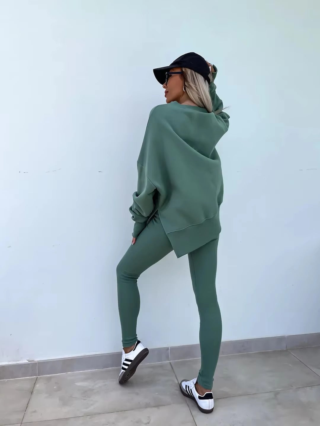Casual Loose-Fitting Sweater Tight Pants 2 Piece Suit