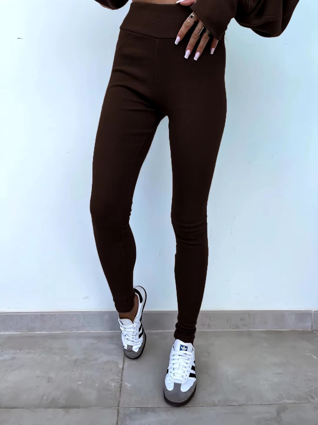 Casual Loose-Fitting Sweater Tight Pants 2 Piece Suit