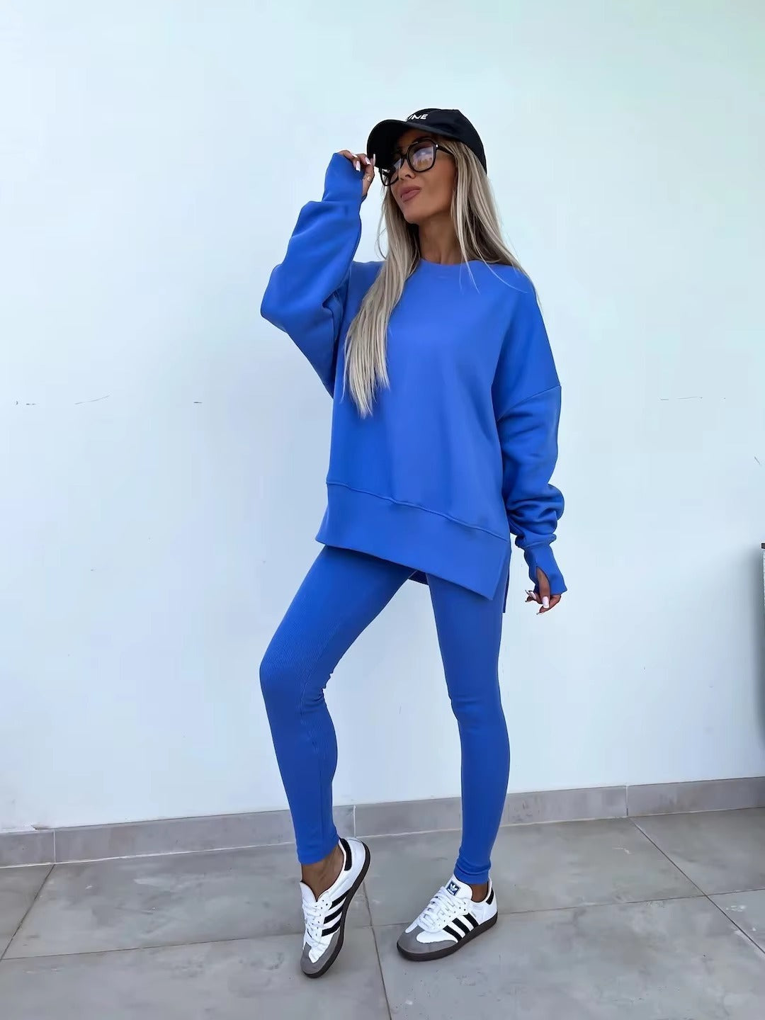 Casual Loose-Fitting Sweater Tight Pants 2 Piece Suit