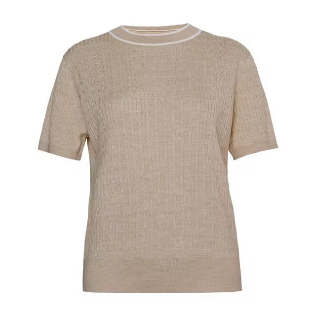 Casual Luxury Geometric Crew Neck Wool Silk Knitted Tops Sweater