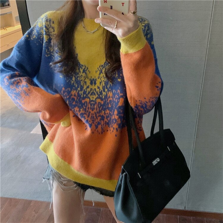 Casual New Fashion Loose Round Neck Knitted Sweater
