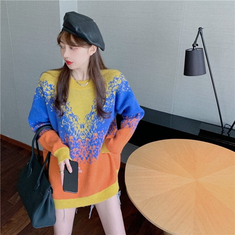 Casual New Fashion Loose Round Neck Knitted Sweater