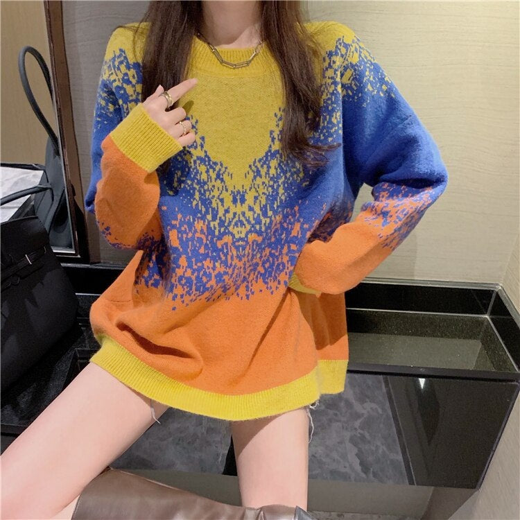 Casual New Fashion Loose Round Neck Knitted Sweater