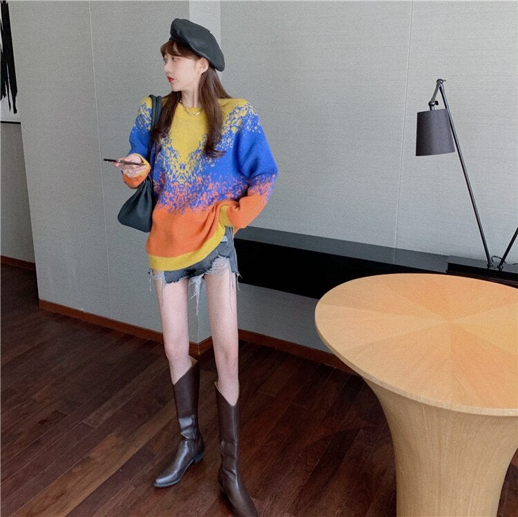 Casual New Fashion Loose Round Neck Knitted Sweater