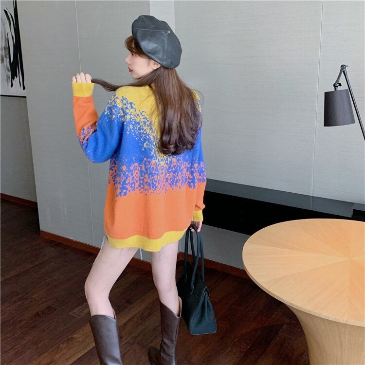 Casual New Fashion Loose Round Neck Knitted Sweater