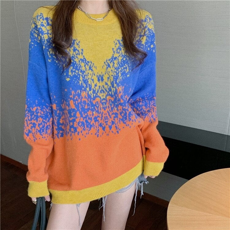 Casual New Fashion Loose Round Neck Knitted Sweater