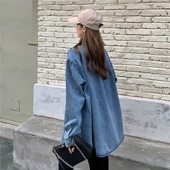 Casual Style Thin Loose Long Sleeve Tooling Denim Jacket