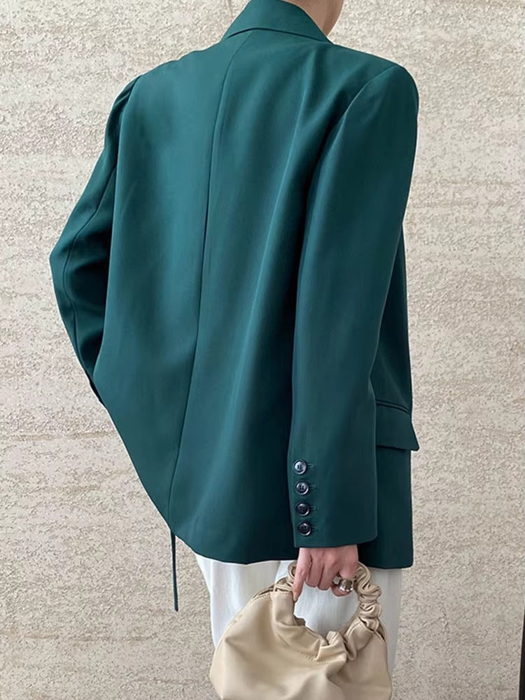 Casual Notched Collar Lace-up Gathered Design Patchwork Blazer