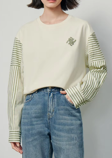 Casual Patchwork O neck Striped Long Sleeve Pullover Hoodies