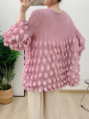 Casual Pleated V Neck Lace-up Full Flare Sleeve Solid Color Outwear Chic Style Jackets
