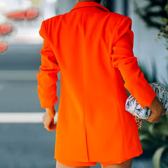 Casual Pocket Design Lady Business Cardigan Coat Shorts Set Office Outfit Short Suits