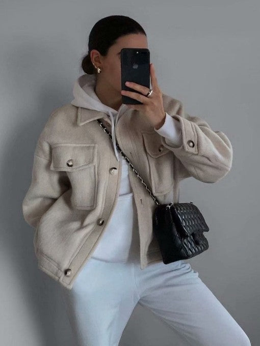 Casual Pockets Long Sleeve Jacket