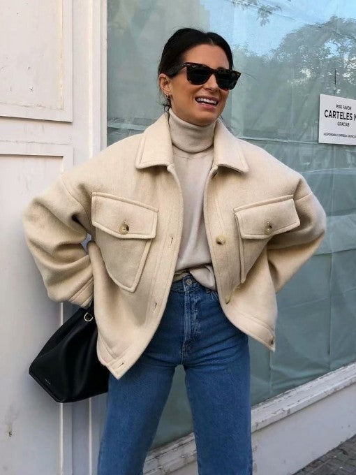 Casual Pockets Long Sleeve Jacket