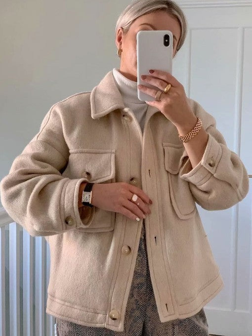 Casual Pockets Long Sleeve Jacket