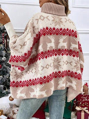 Casual Polo Neck Batwing Sleeves Loose Tunic Sweater